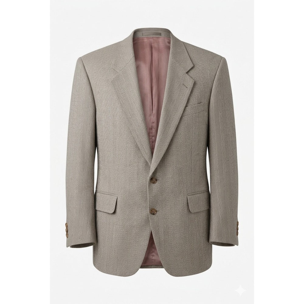 Ron Chereskin Vintage Blazer 44R Tan Herringbone Sport Coat Made in Yugoslavia